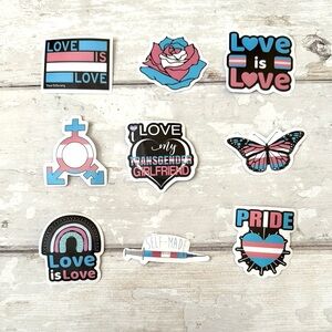 Transgender Trans Pride Stickers LGBTQ Waterproof Bundle Lot Flags 10pc Set NEW